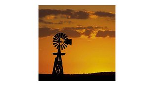 Orange sky and windmill