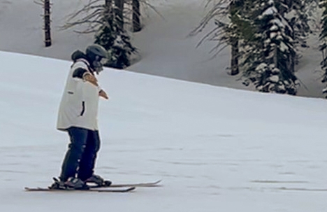 Clinton Adger learns to ski