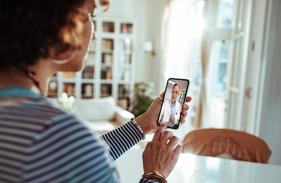 Patient having a virtual visit on their phone.