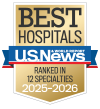 U.S. News and World Report 2025 logo for Best Hospital