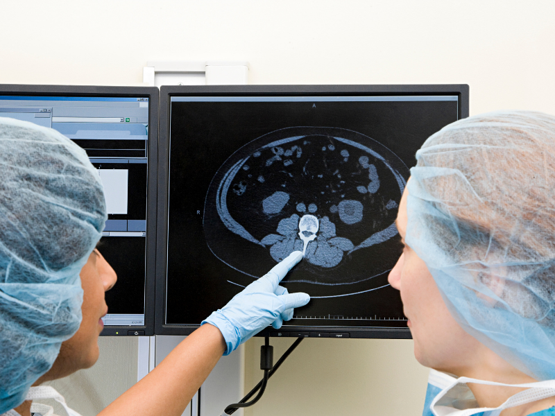 Operating room nurses discussing a case